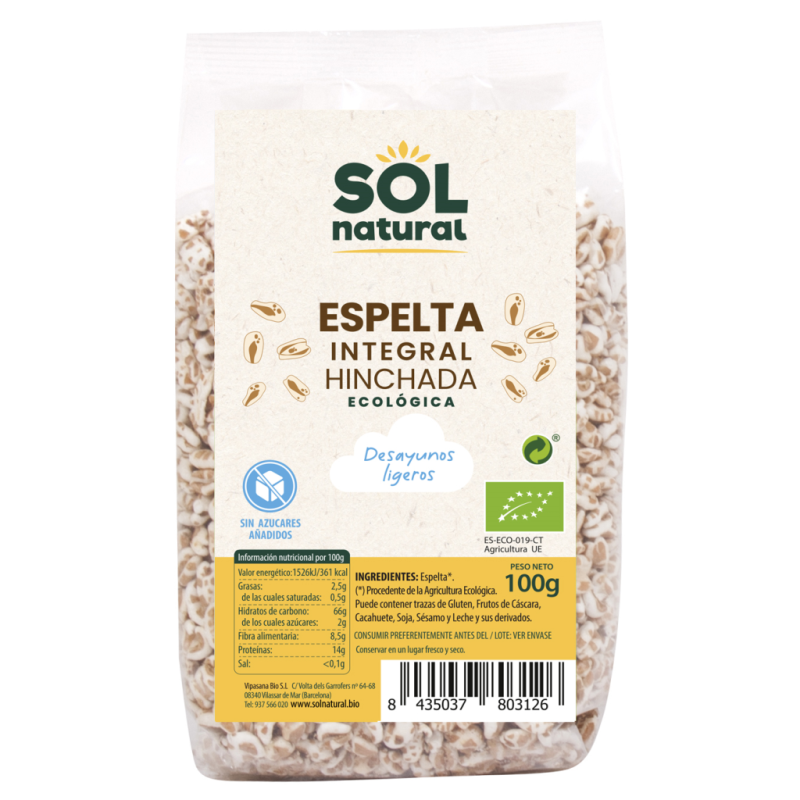 ESPELTA INTEGRAL HINCHADA DESAYUNO BIO 1